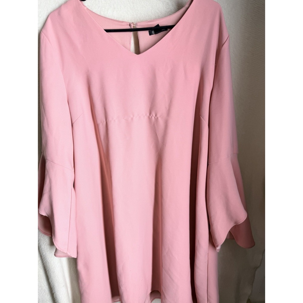 Versona Top Womens XL‎ Dusty Pink Bell Sleeve V Neck Keyhole Blouse Boho